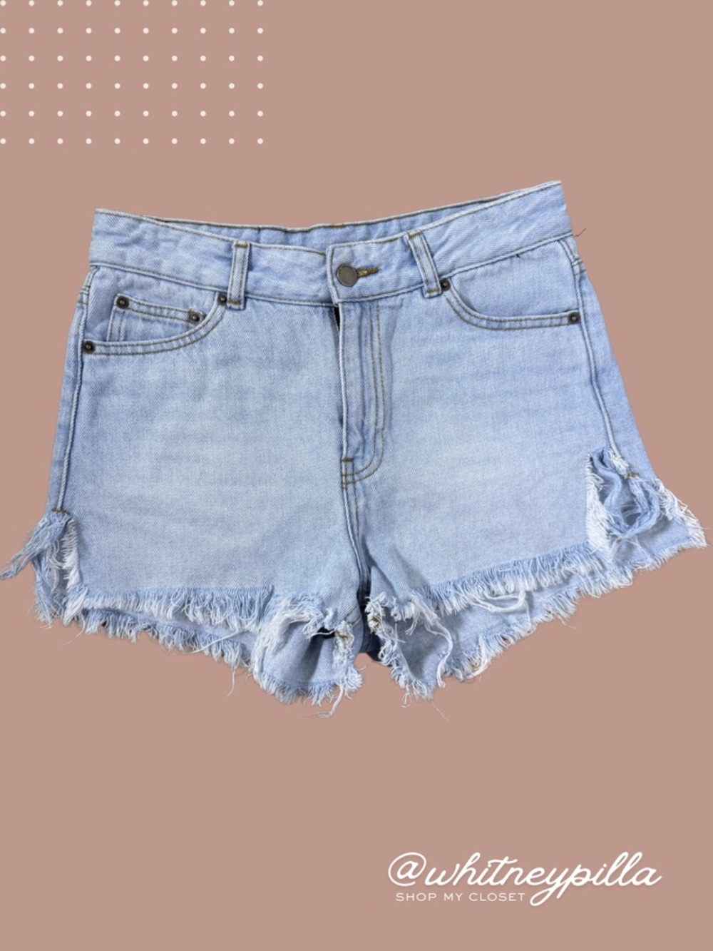 Dr. Denim Denim Shorts High-Rise Light Wash Distressed Cutoff Women’s Size 25